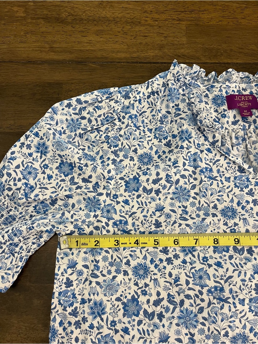 J. Crew Ruffleneck Keyhole Top in Liberty Grace Emily Bell fabric Cotton Medium - Picture 9 of 16